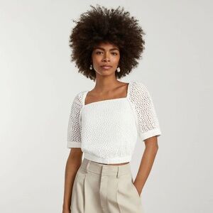 Everlane The Eyelet White Puff Sleeve Top